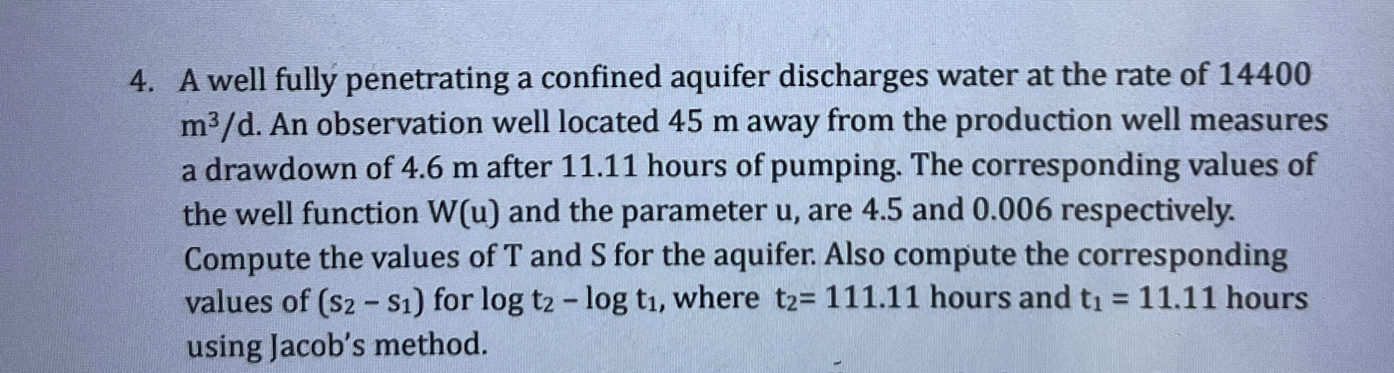 A well fully penetrating a confined aquifer