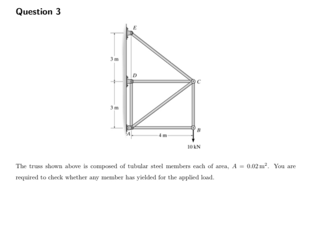 Using Finite Element Method Question 3 The truss