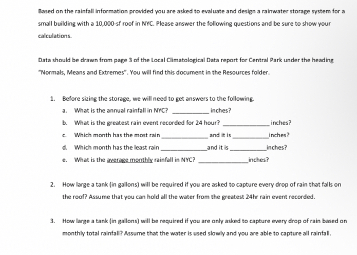 Based on the rainfall information provided you