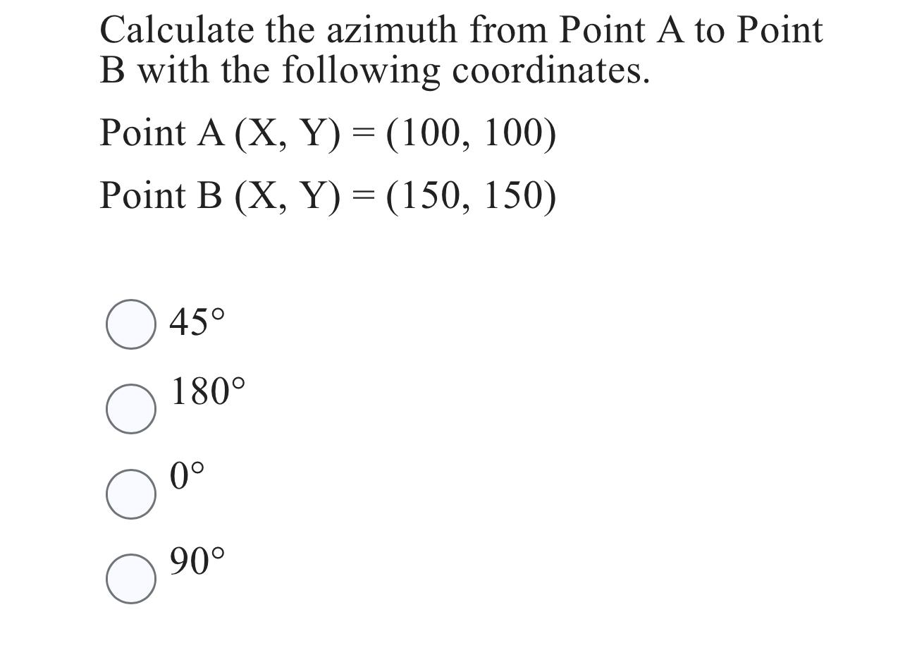 Calculate the azimuth from Point A to Point B