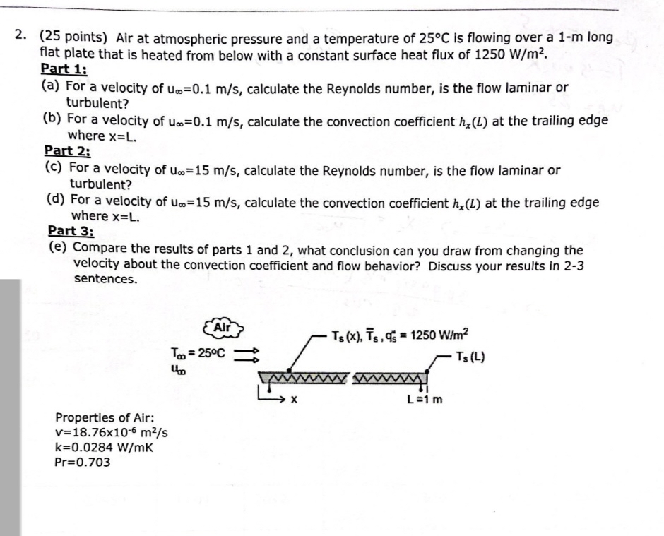 ( 2 5 points ) Air at atmospheric pressure and a
