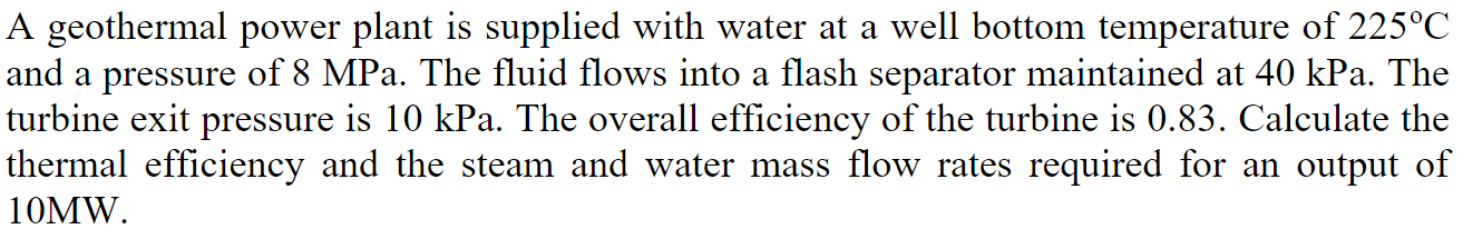 A geothermal power plant is supplied with water