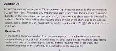Question 2 a An internal combustion engine of 7 5
