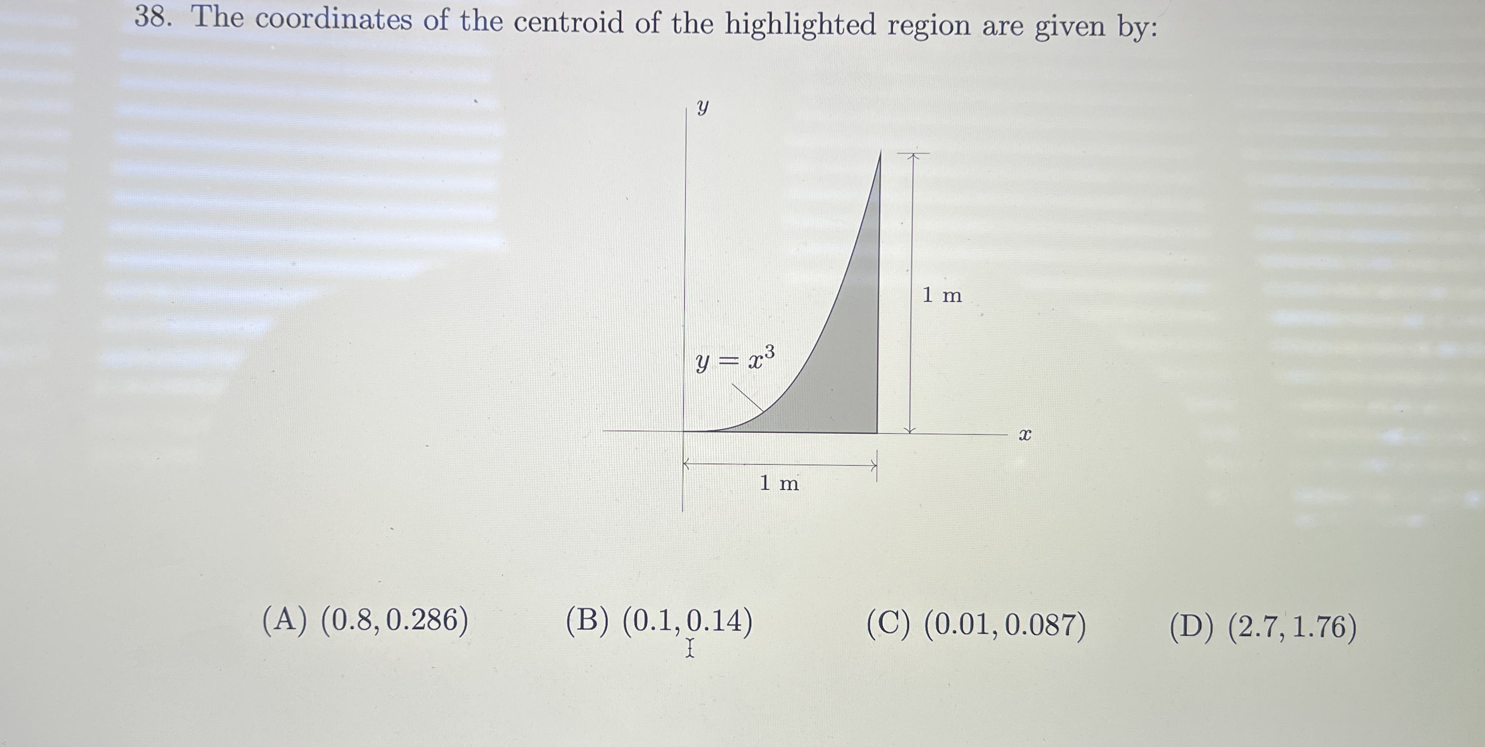 The coordinates of the centroid of the