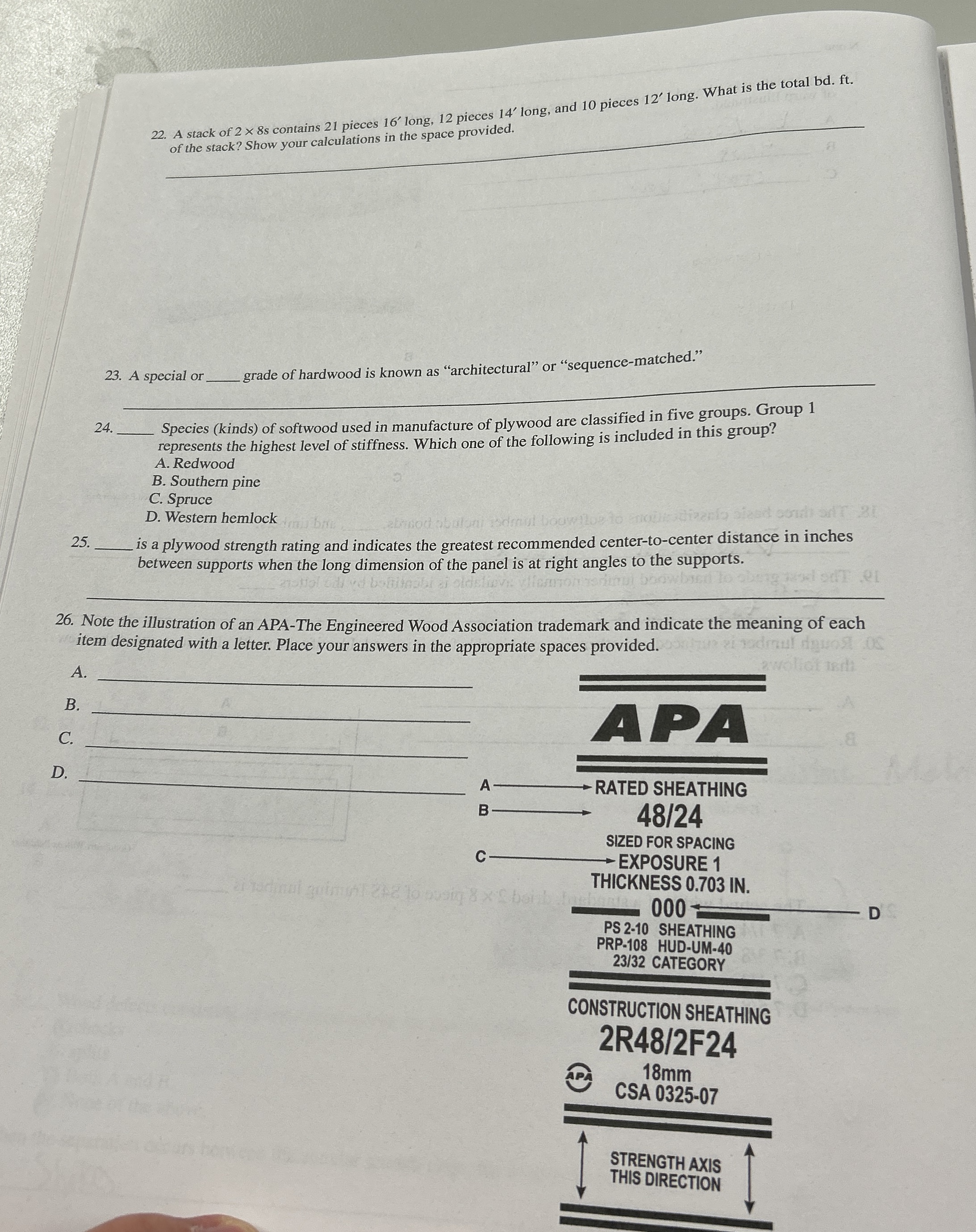 A stack of 2 8 s contains 2 1 pieces 1 6 ' long,