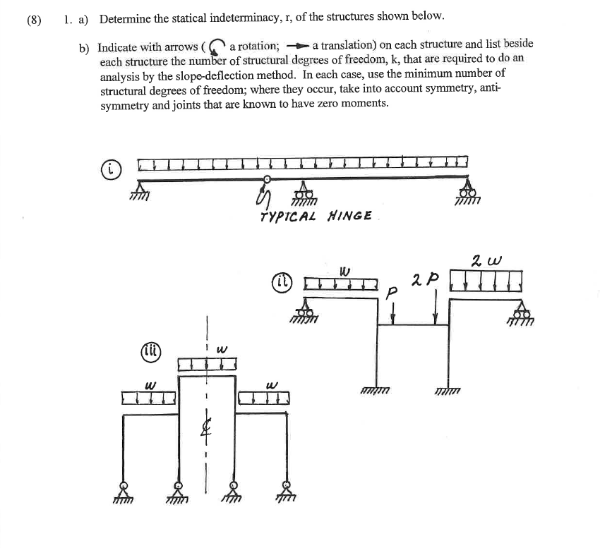 ( 8 ) 1 . a ) Determine the statical