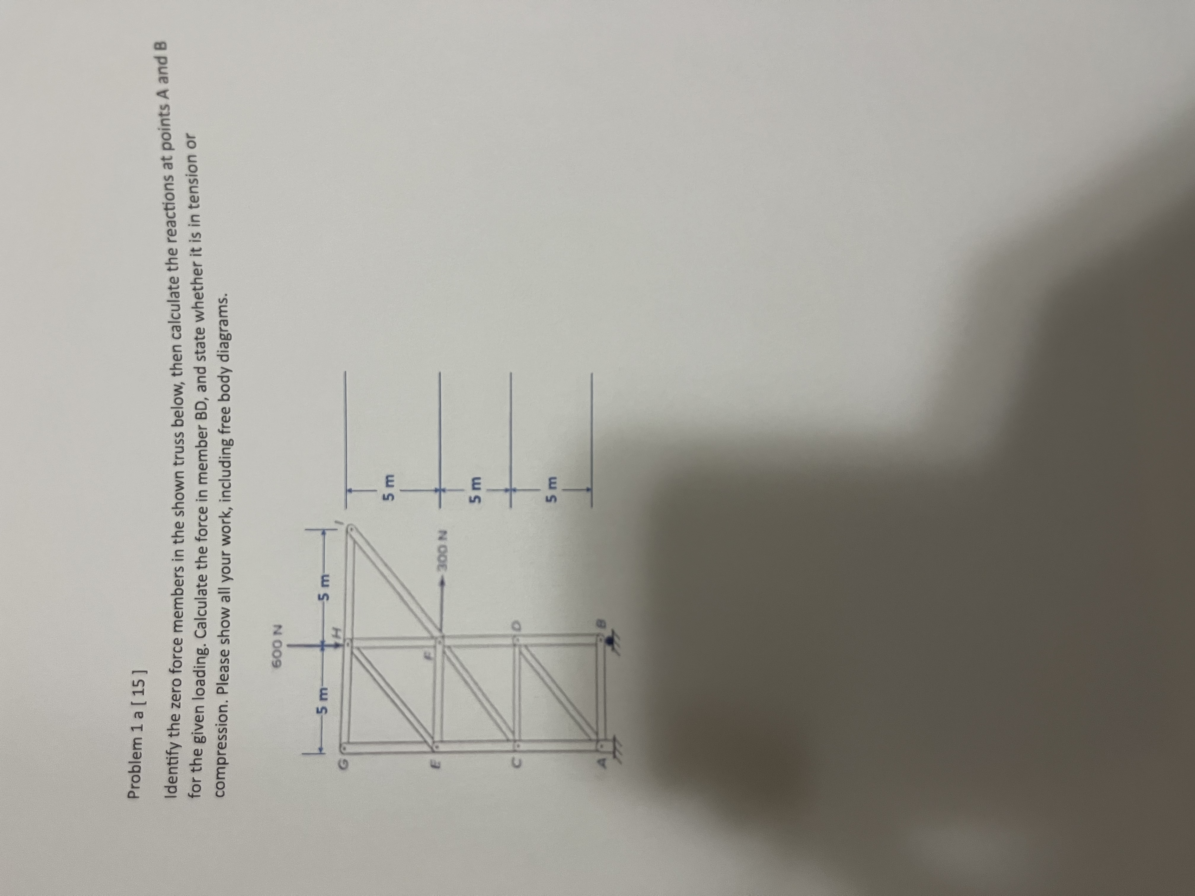 Problem 1 a [ 1 5 ] Identify the zero force