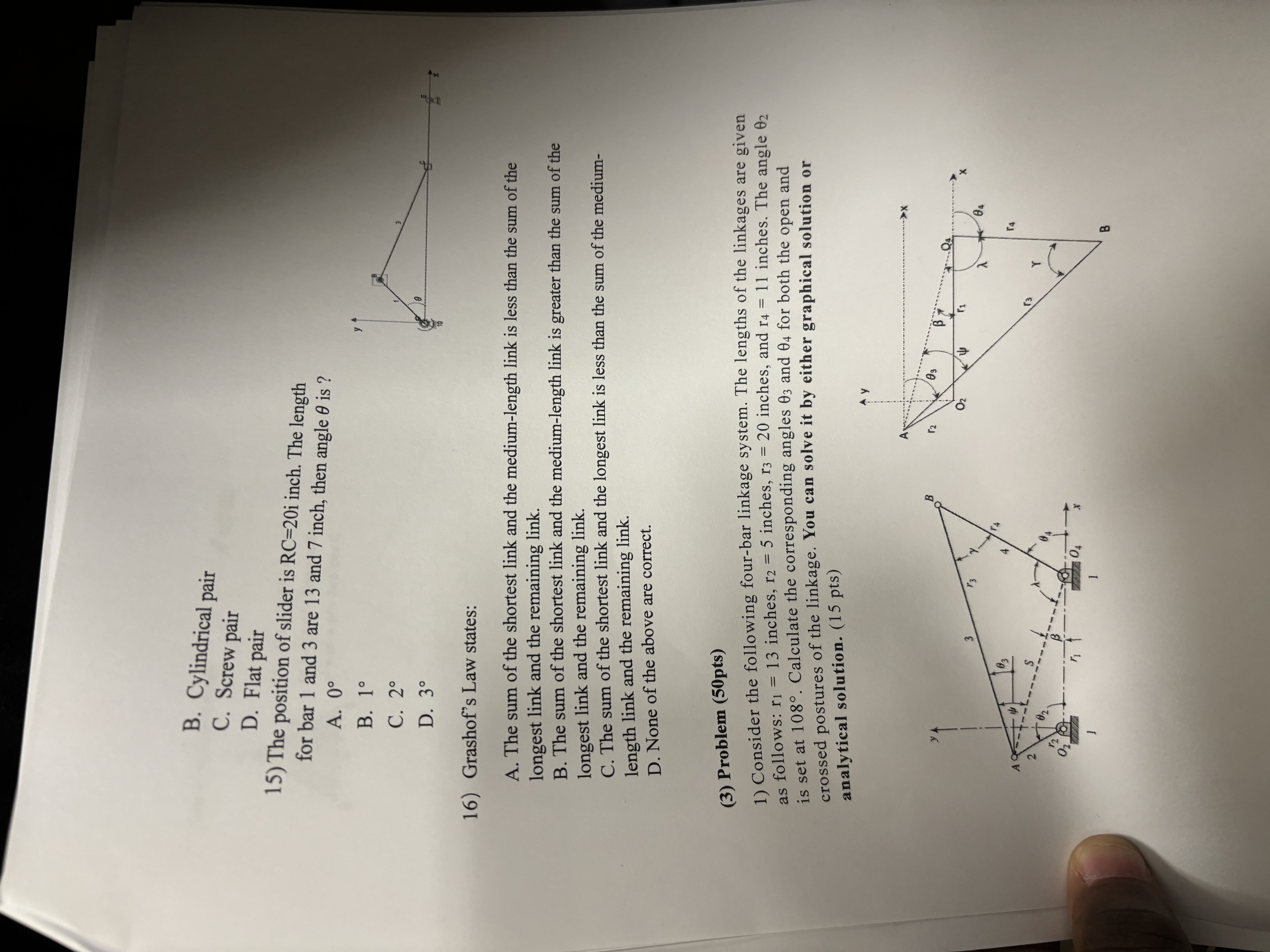 B . Cylindrical pair C . Screw pair D . Flat pair