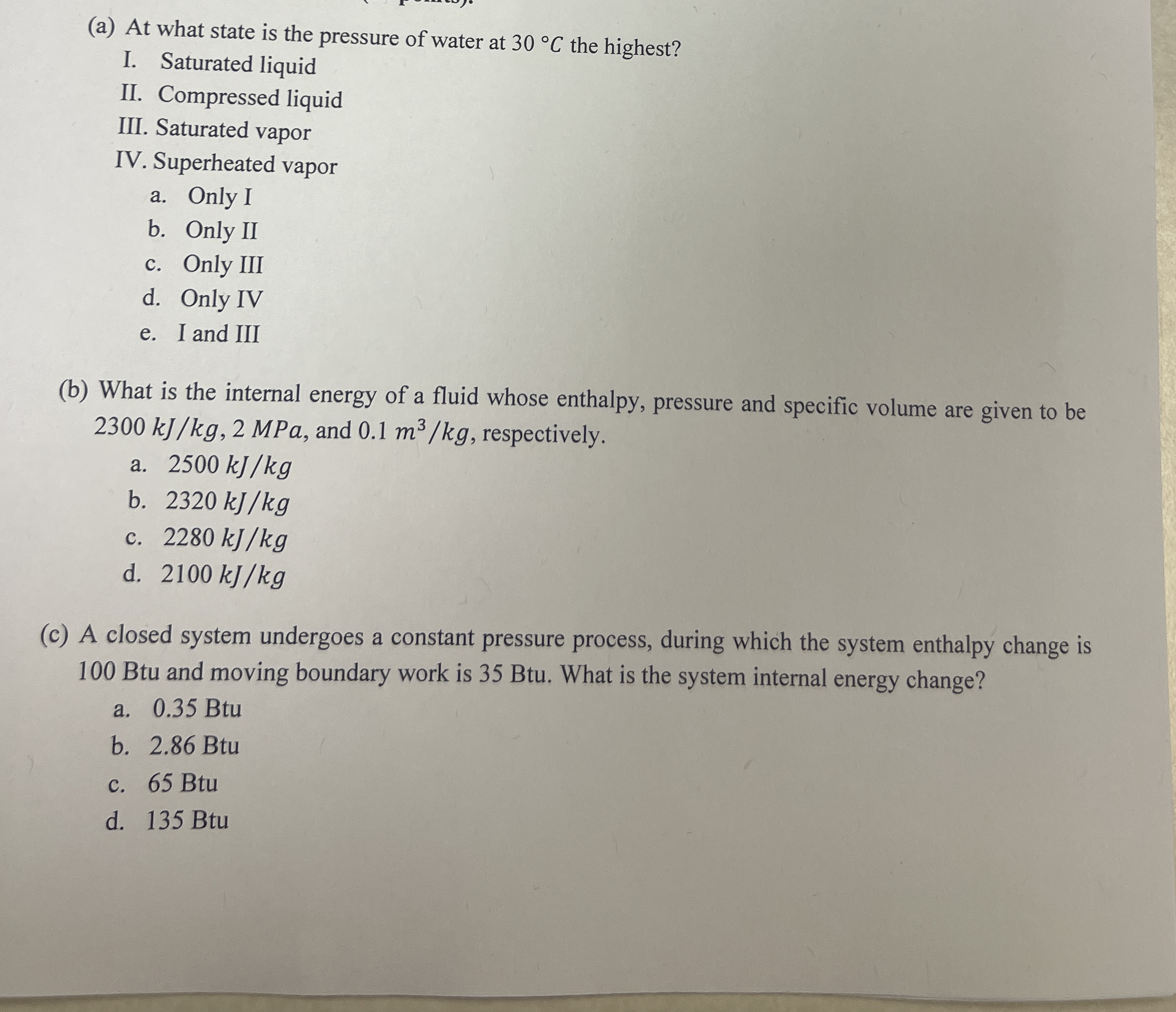 ( a ) At what state is the pressure of water at 3