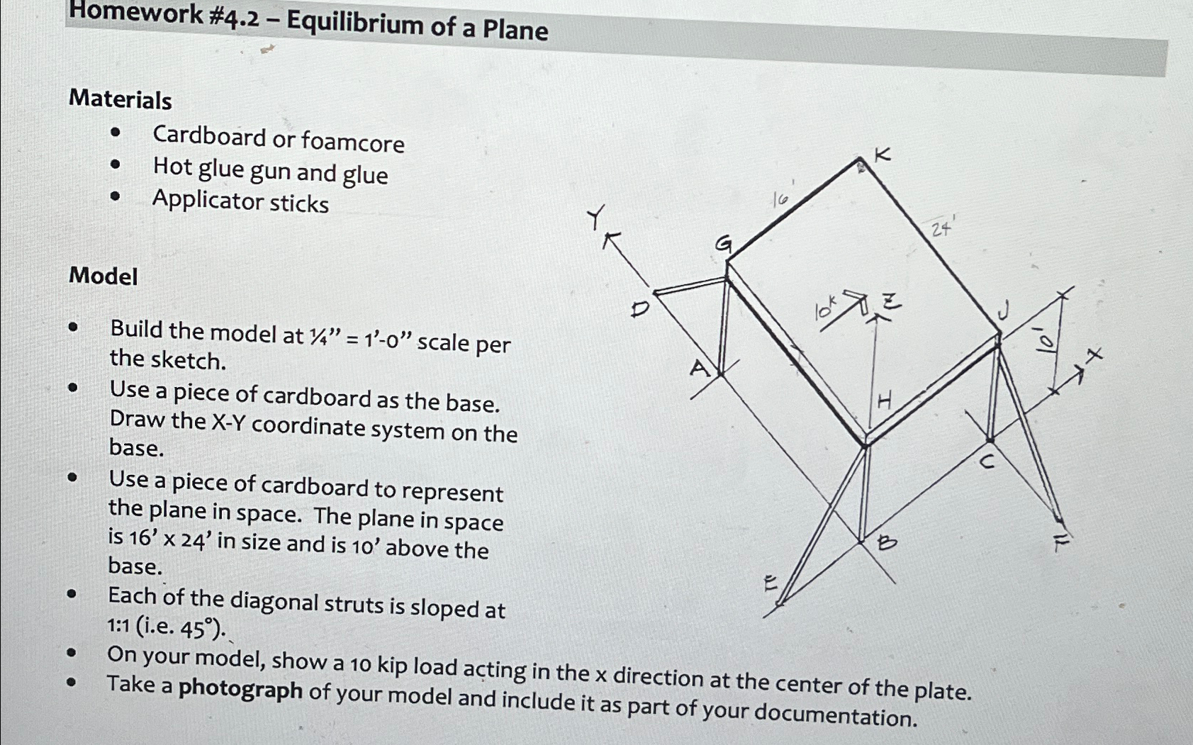 Homework # 4 . 2 - Equilibrium of a Plane