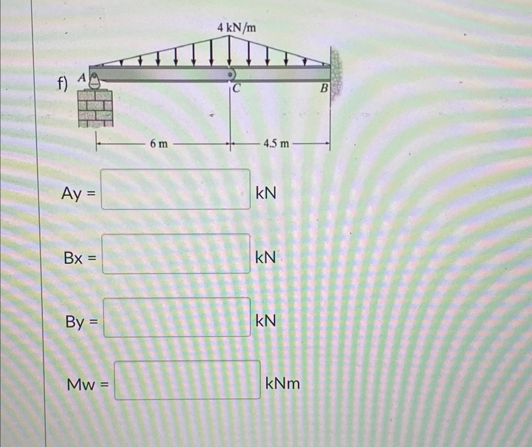 A y = B x = k N B y = kN M w = kNm