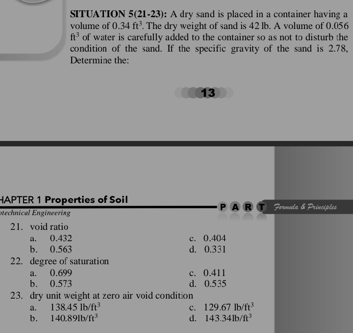 SITUATION 5 ( 2 1 - 2 3 ) : A dry sand is placed