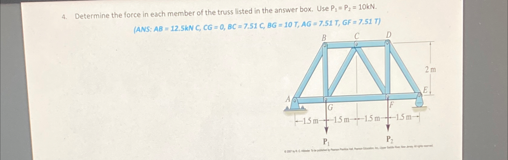 Determine the force in each member of the truss