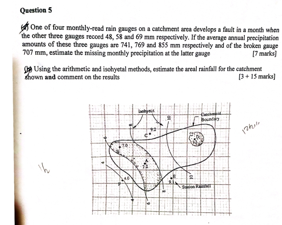 Question 5 ( 4 ) One of four monthly - read rain