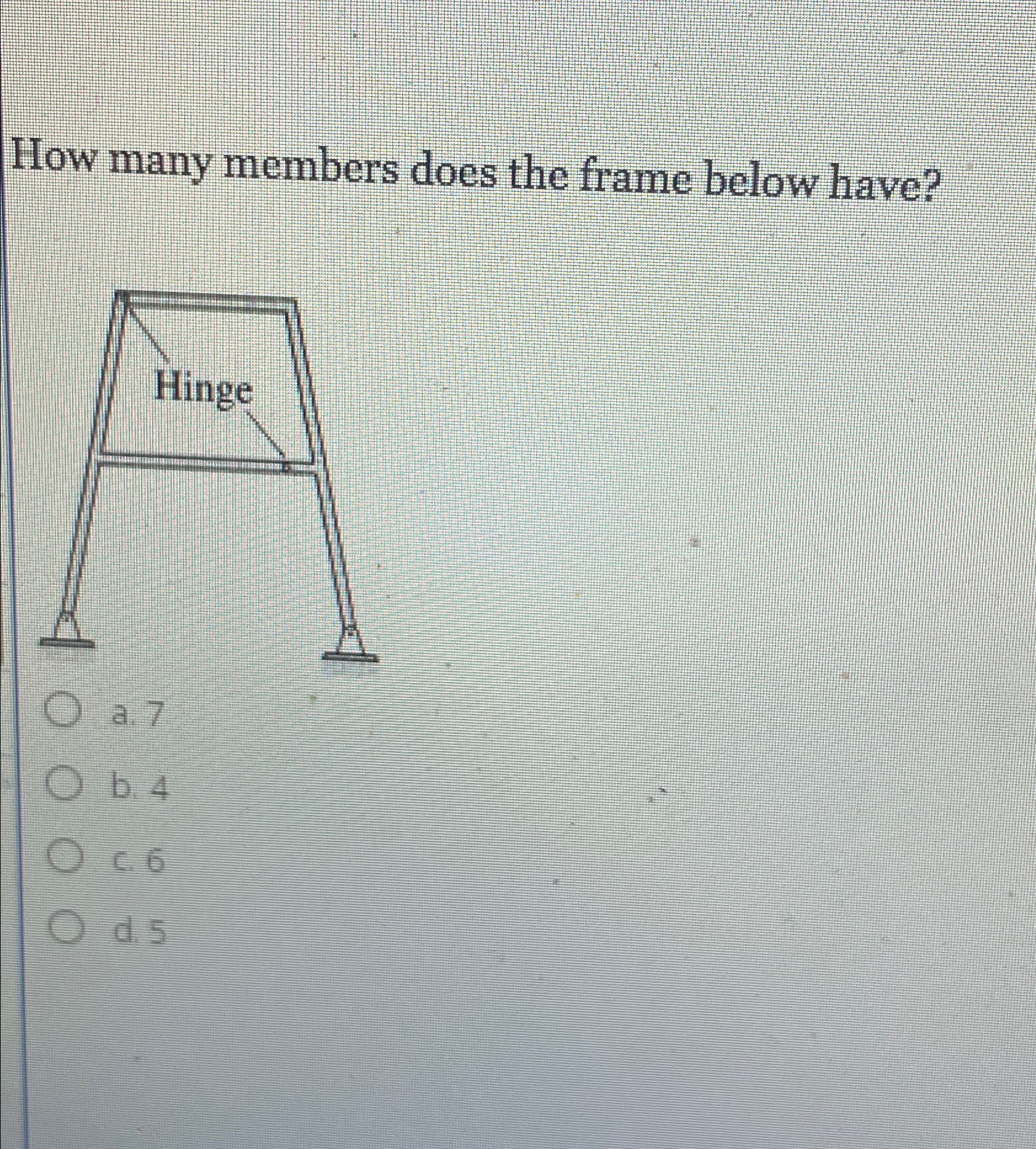 How many members does the frame below have? a . 7