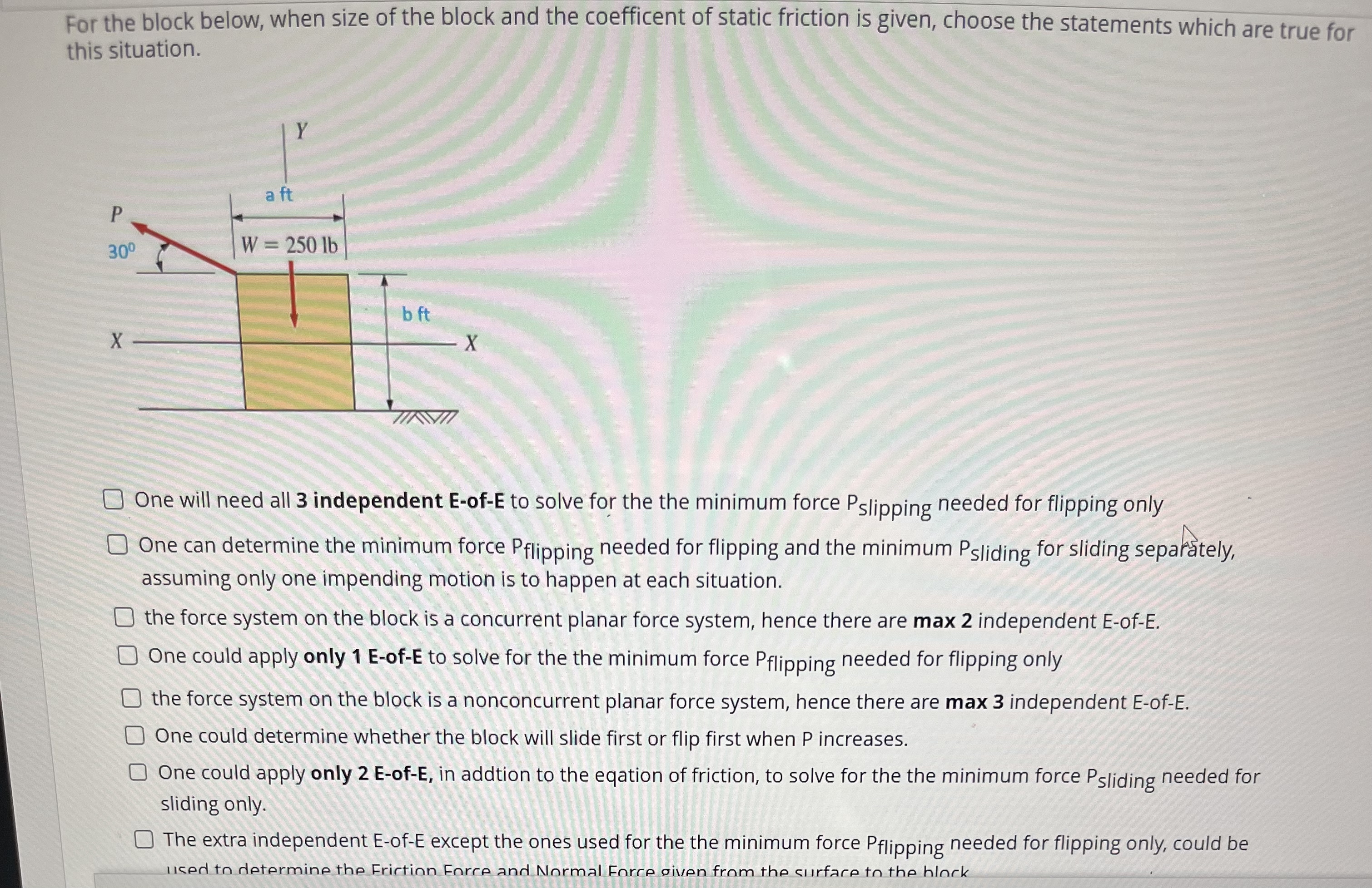 For the block below, when size of the block and