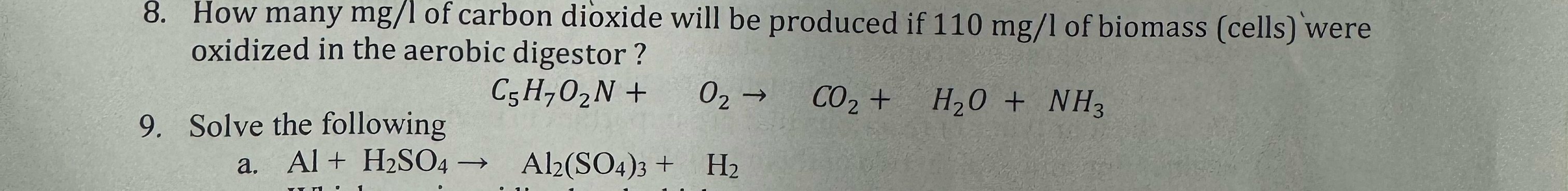 8 . How many m g l of carbon dioxide will be
