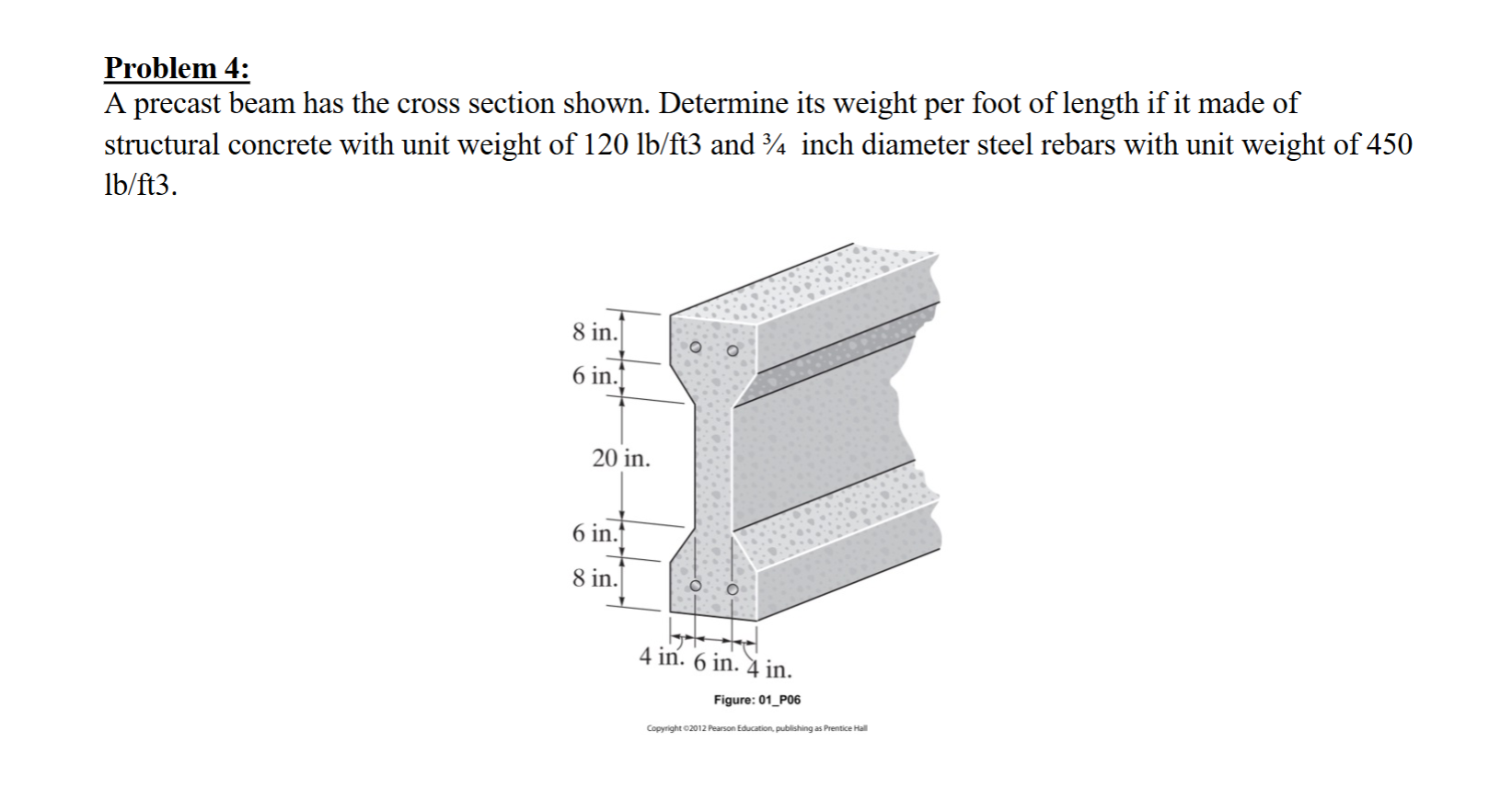 Problem 4 : A precast beam has the cross section