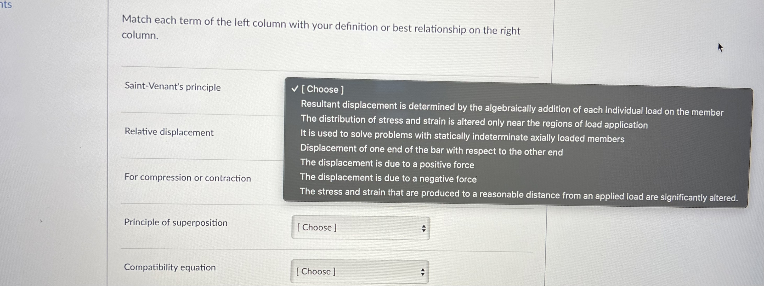 Match each term of the left column with your