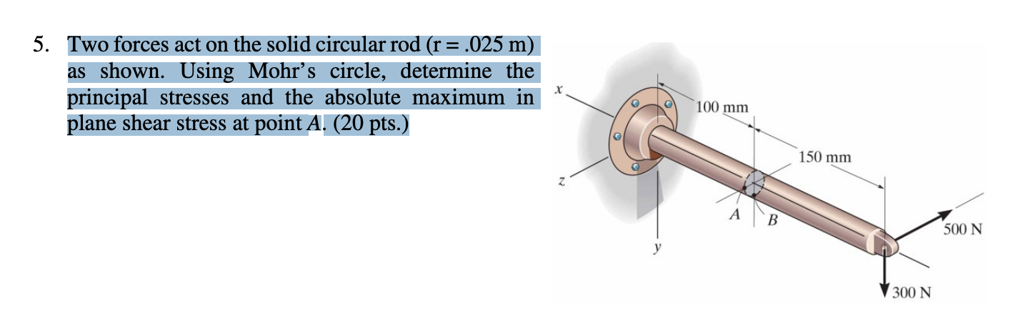 5 . Two forces act on the solid circular \ ( \