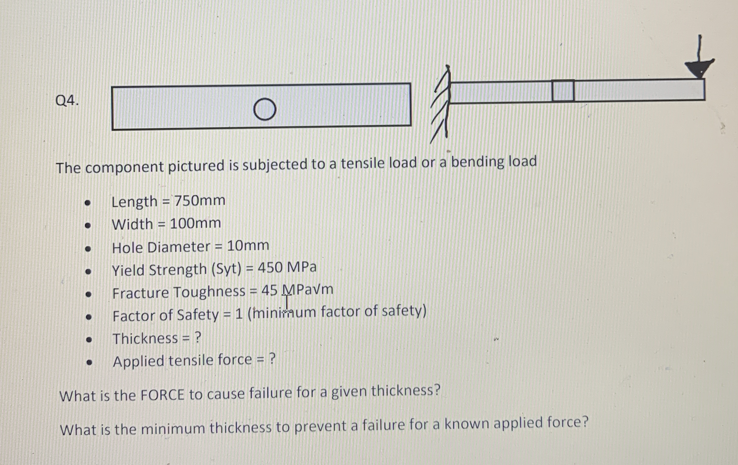 Q 4 . The component pictured is subjected to a