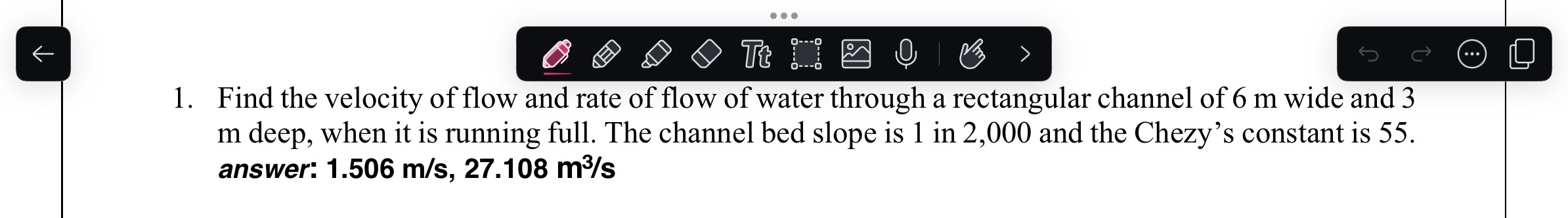 Find the velocity of flow and rate of flow of