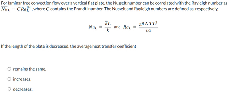 For laminar free corvection flow over a vertical