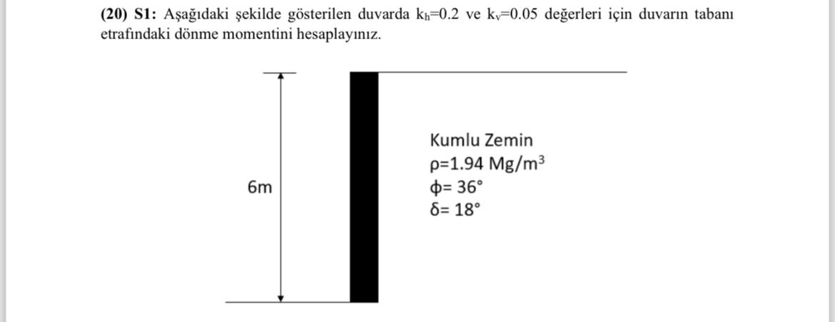 ( 2 0 ) S 1 : A a daki ekilde g sterilen duvarda