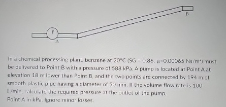 In a chemical processing plant. benzene at 2 0 C