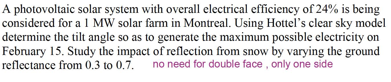 A photovoltaic solar system with overall