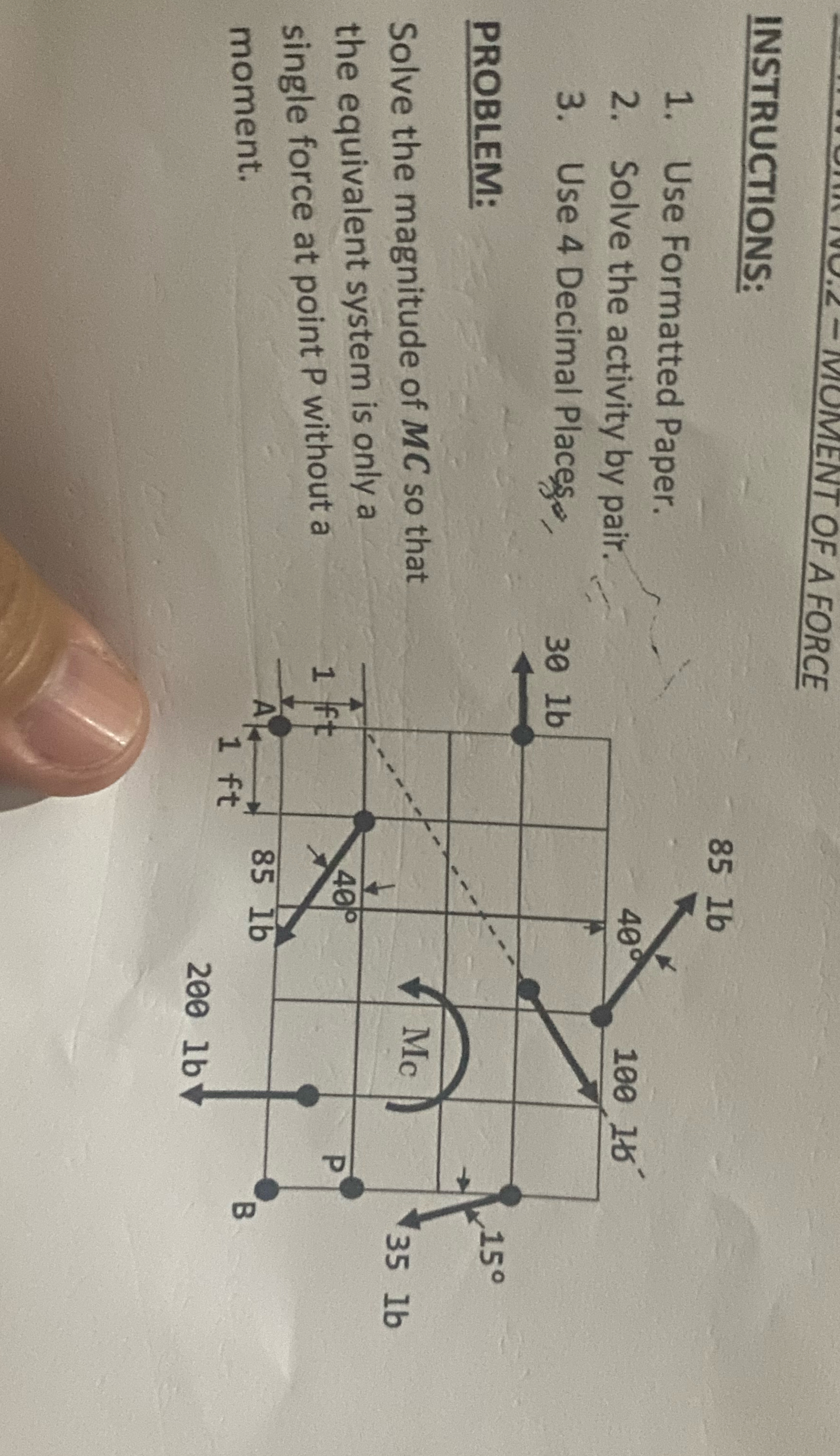PROBLEM: Solve the magnitude of M C so that the