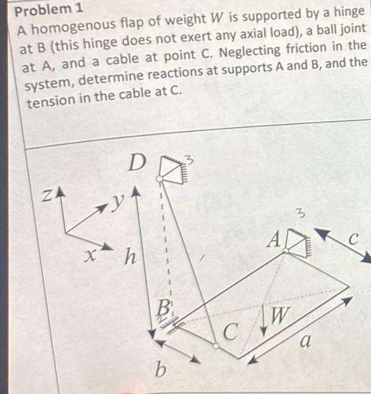 Problem 1 A homogenous flapof weight W is
