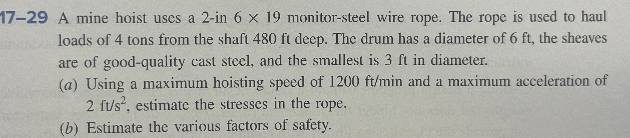 1 7 - 2 9 A mine hoist uses a 2 - in 6 1 9