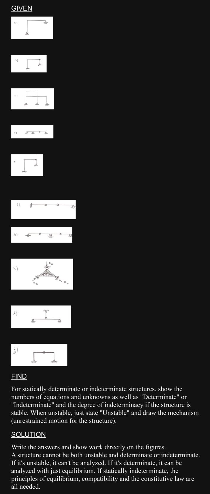 GIVEN b ) d ) A 9 @ 0 f ) FIND For statically