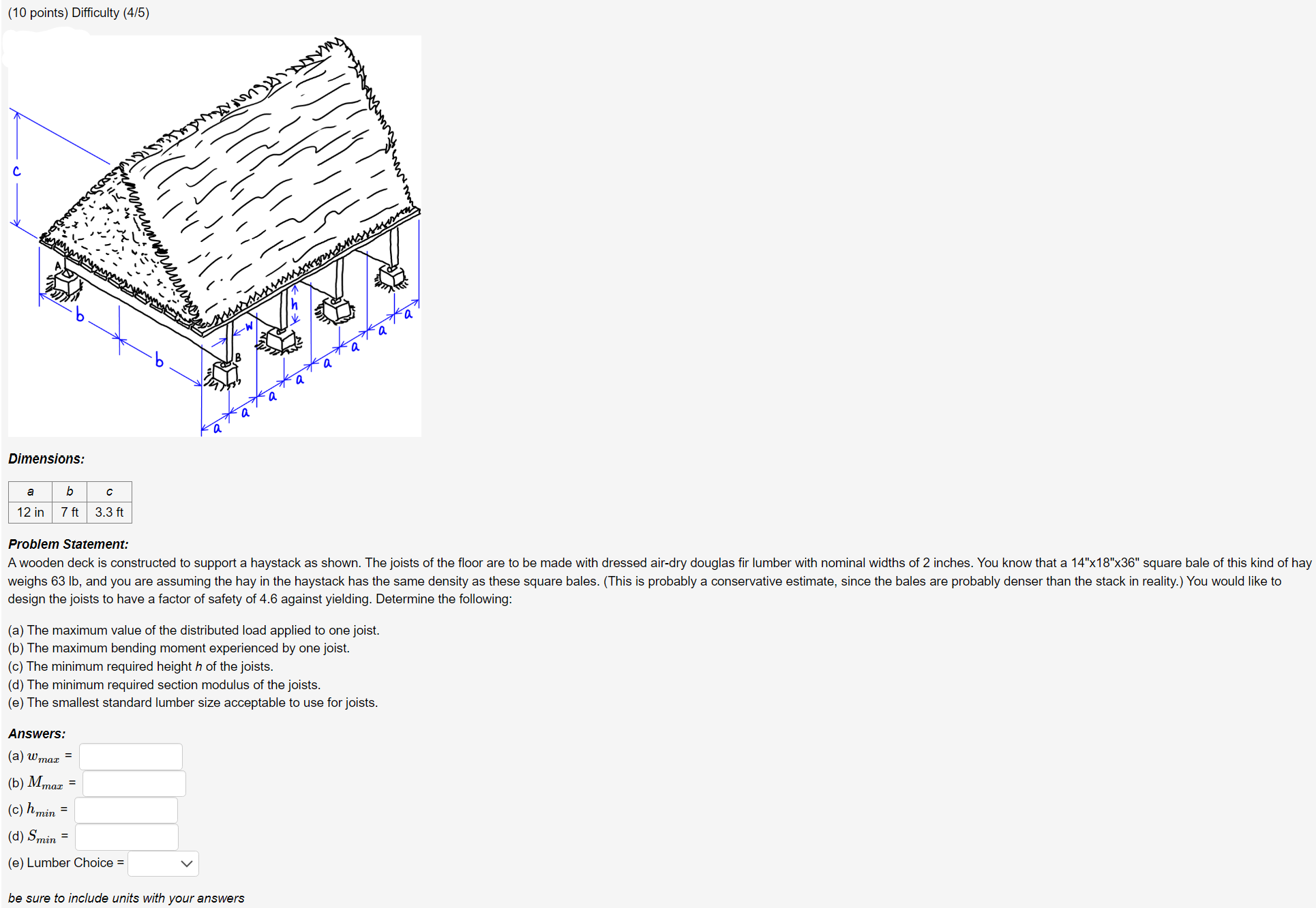 ( 1 0 points ) Difficulty ( 4 / 5 ) Dimensions: