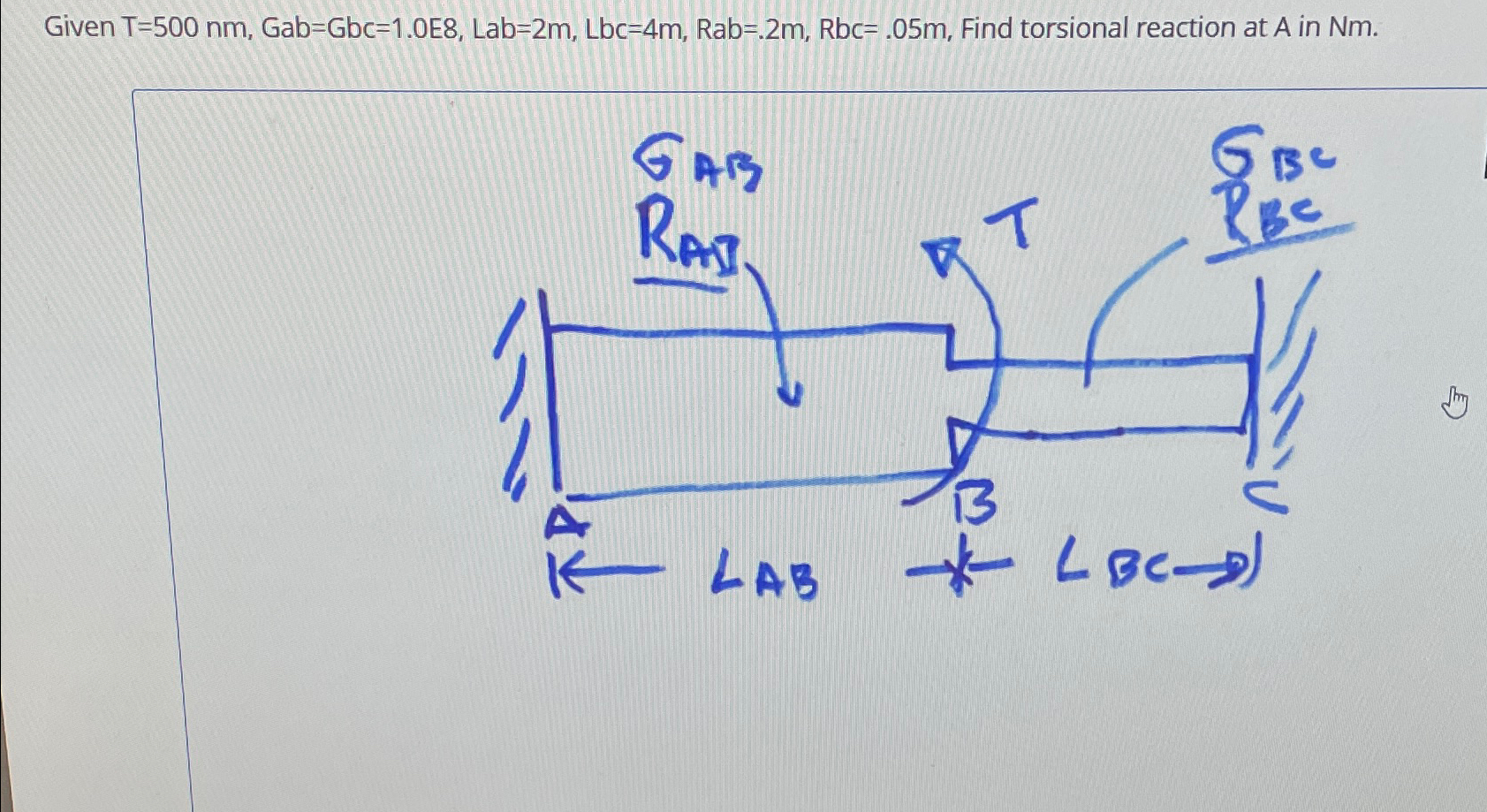 Given T = 5 0 0 n m , Gab = G b c = 1 . 0 E 8 ,