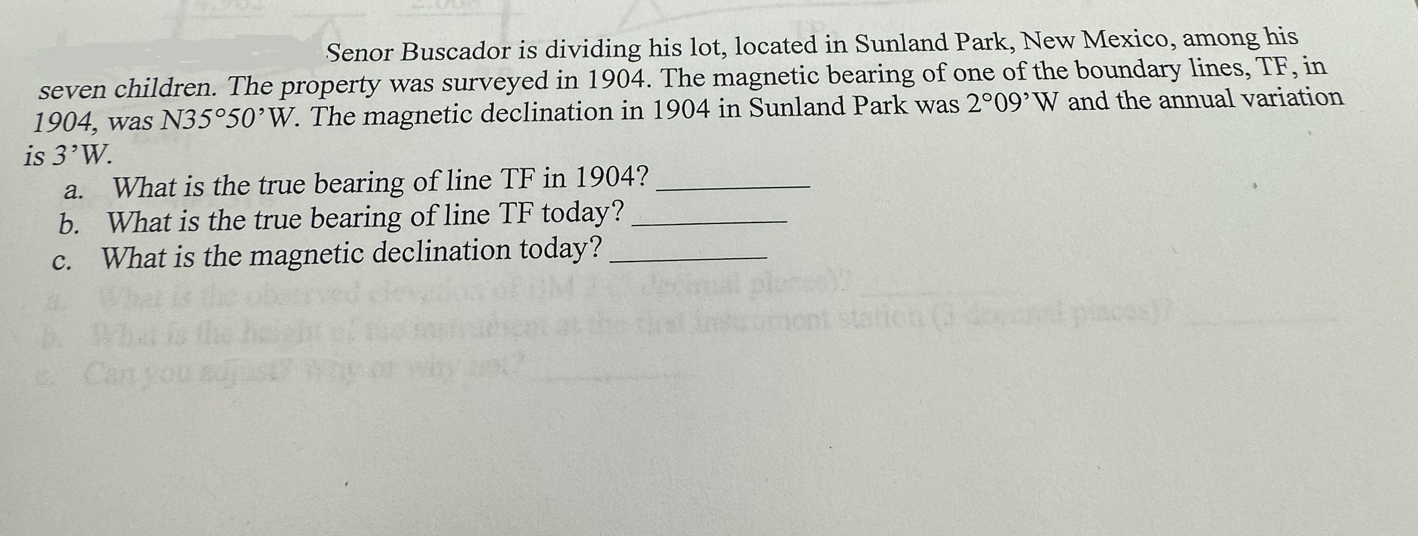 Senor Buscador is dividing his lot, located in