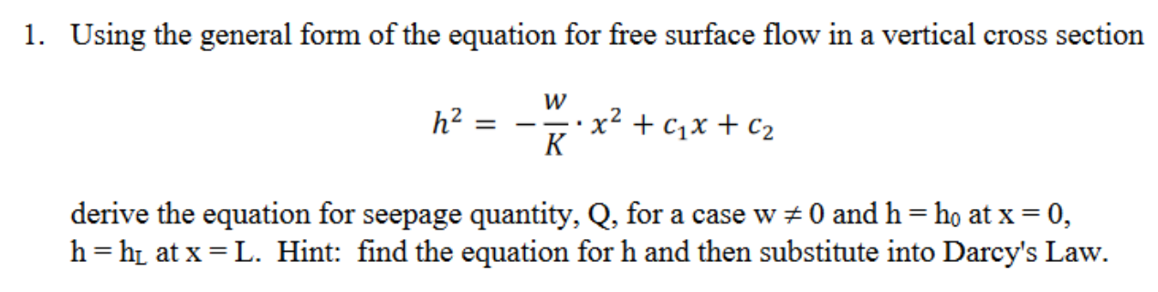 Using the general form of the equation for free