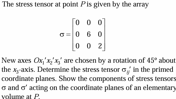 The stress tensor at point P is given by the
