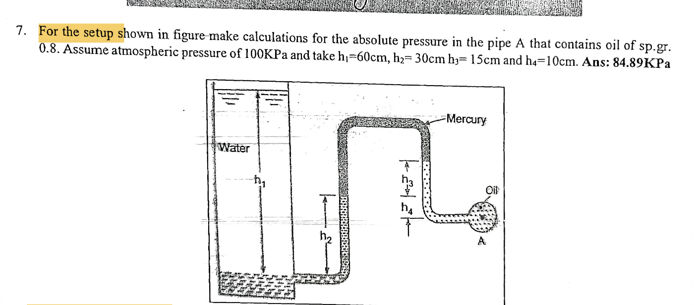 For the setup shown in figure make calculations