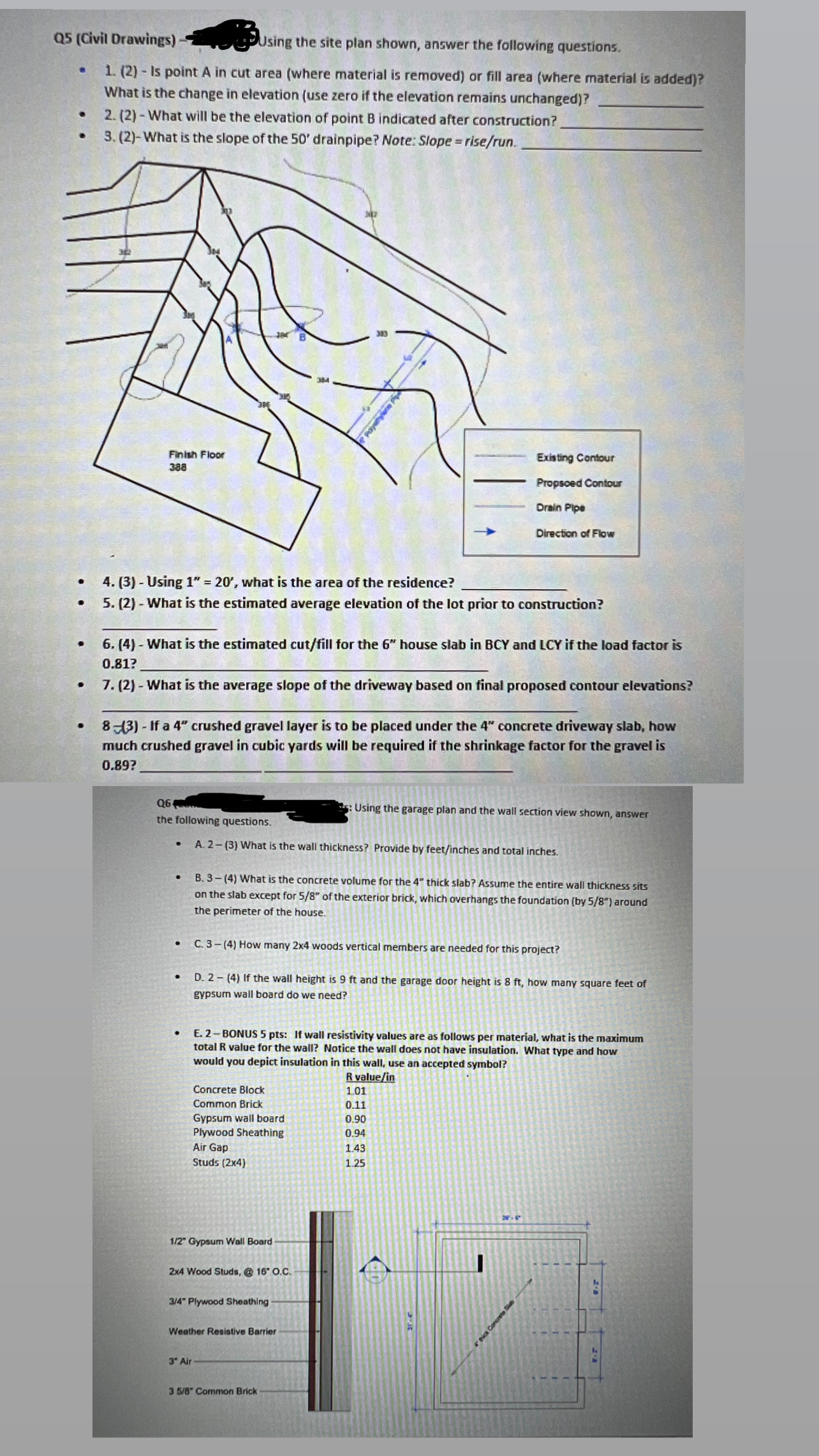 Q 5 ( Civil Drawings ) - Using the site plan