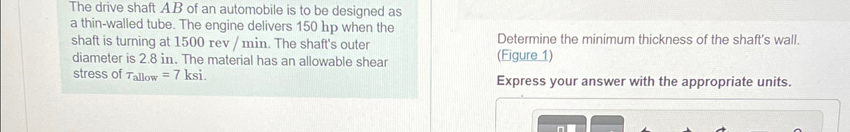 The drive shaft A B of an automobile is to be