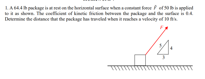 A 6 4 . 4 lb package is at rest on the horizontal