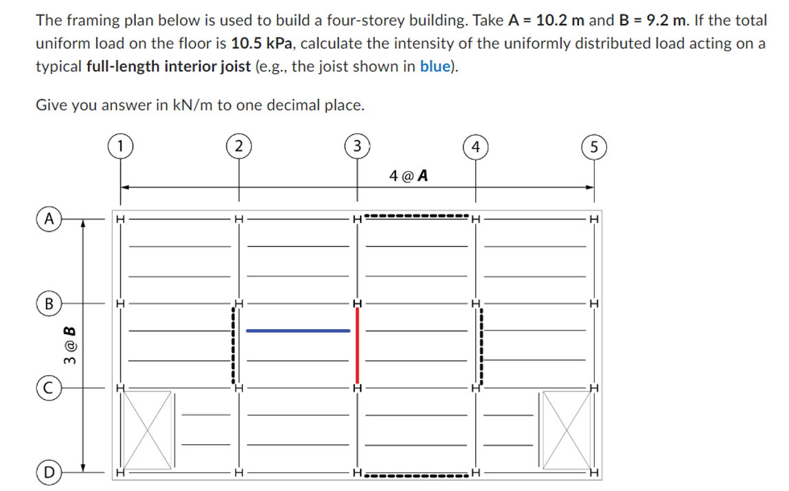 The framing plan below is used to build a four -