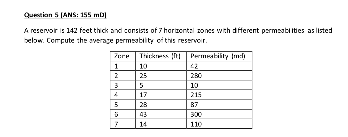 Question 5 A reservoir is 1 4 2 feet thick and