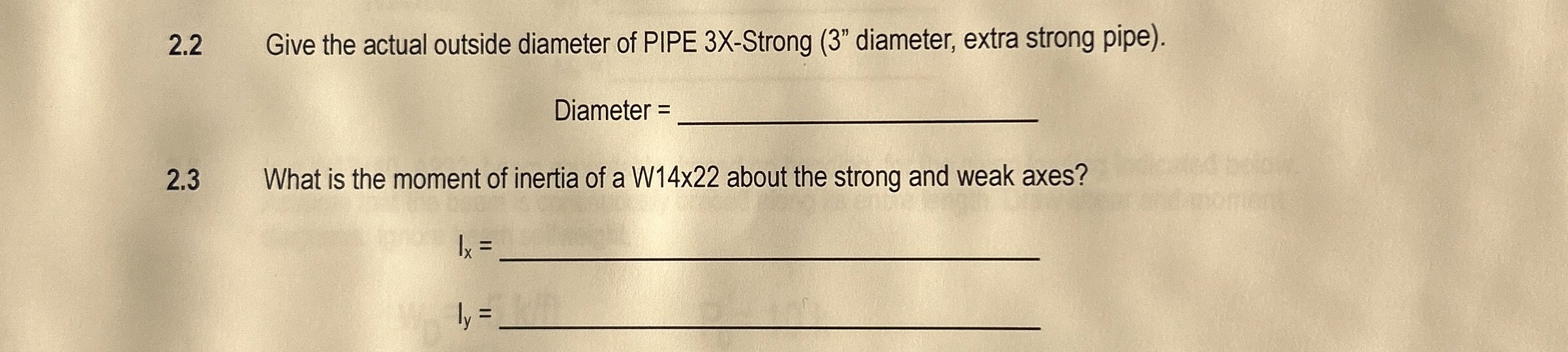 2 . 2 Give the actual outside diameter of PIPE 3