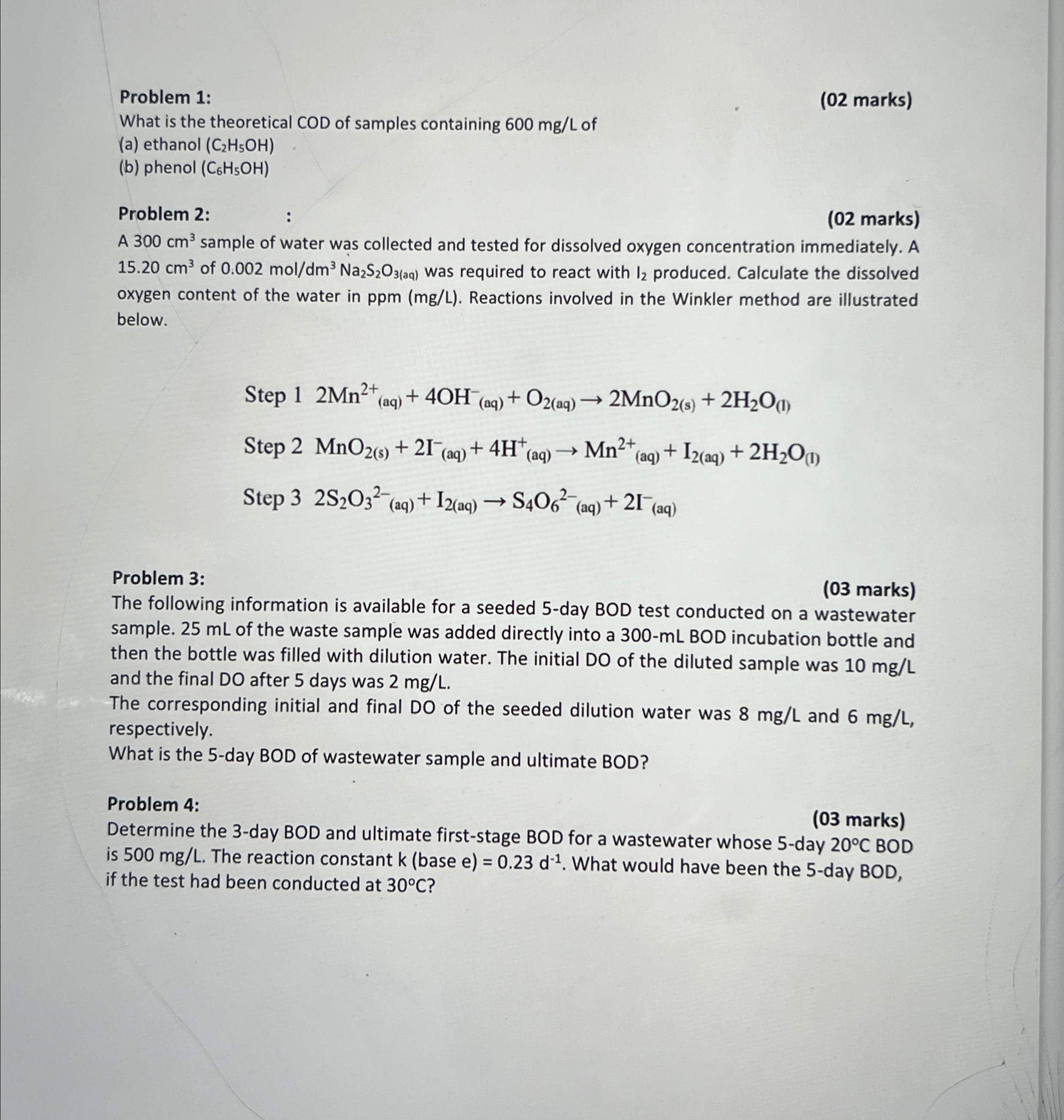 Problem 1 : ( 0 2 marks ) What is the theoretical