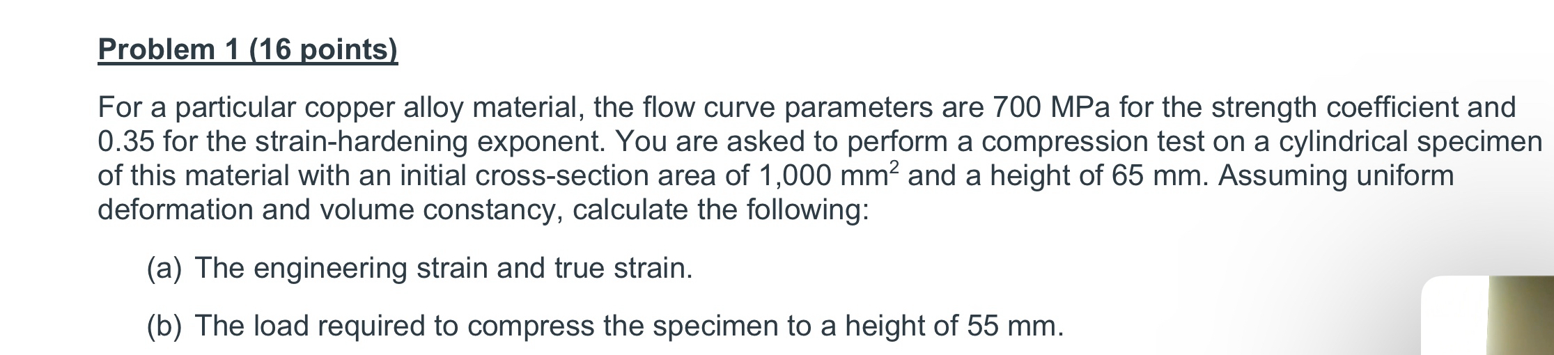 Problem 1 ( 1 6 points ) For a particular copper