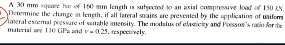 A 3 0 mm square bar of 1 6 0 mm length is