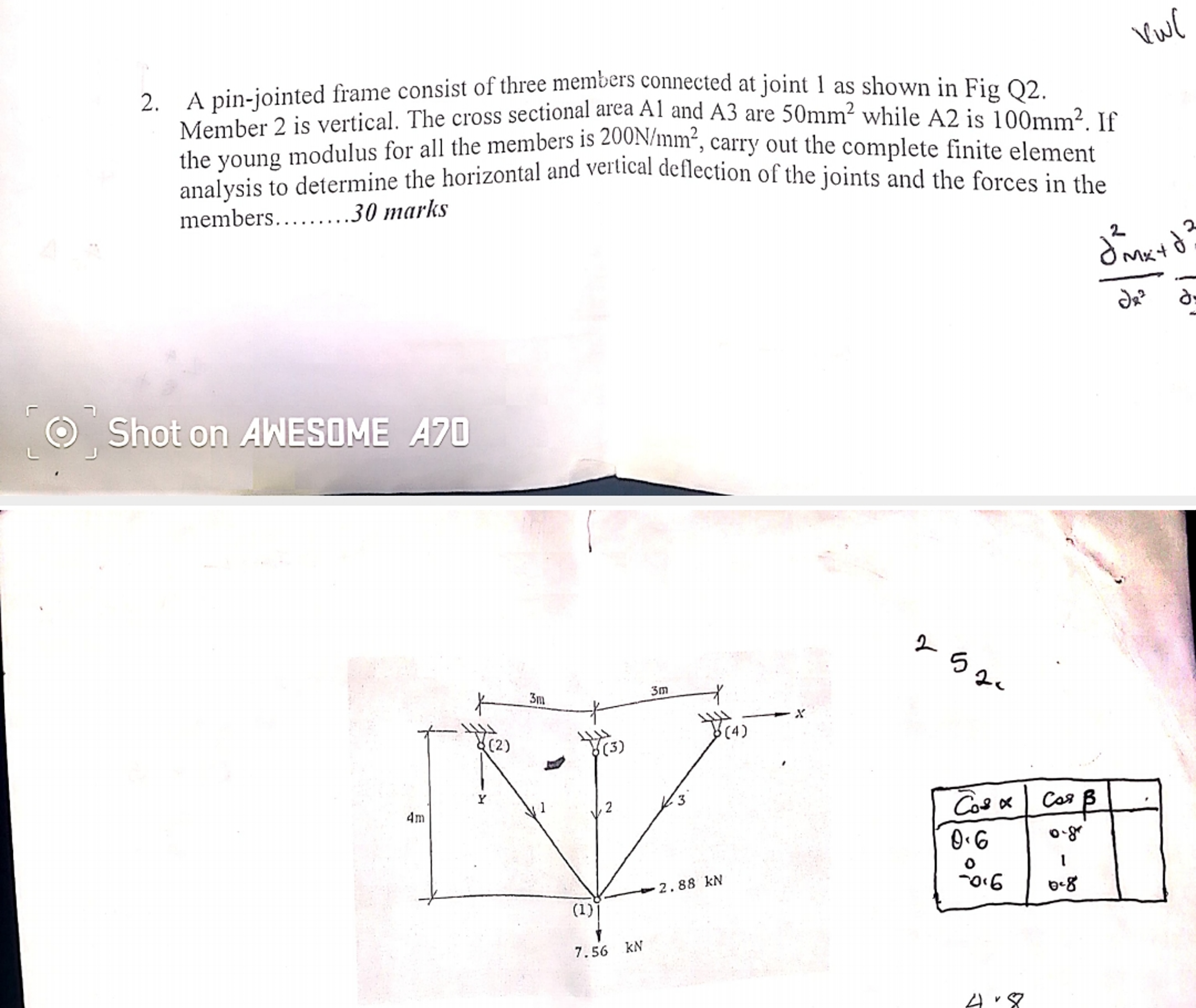 A pin - jointed frame consist of three members